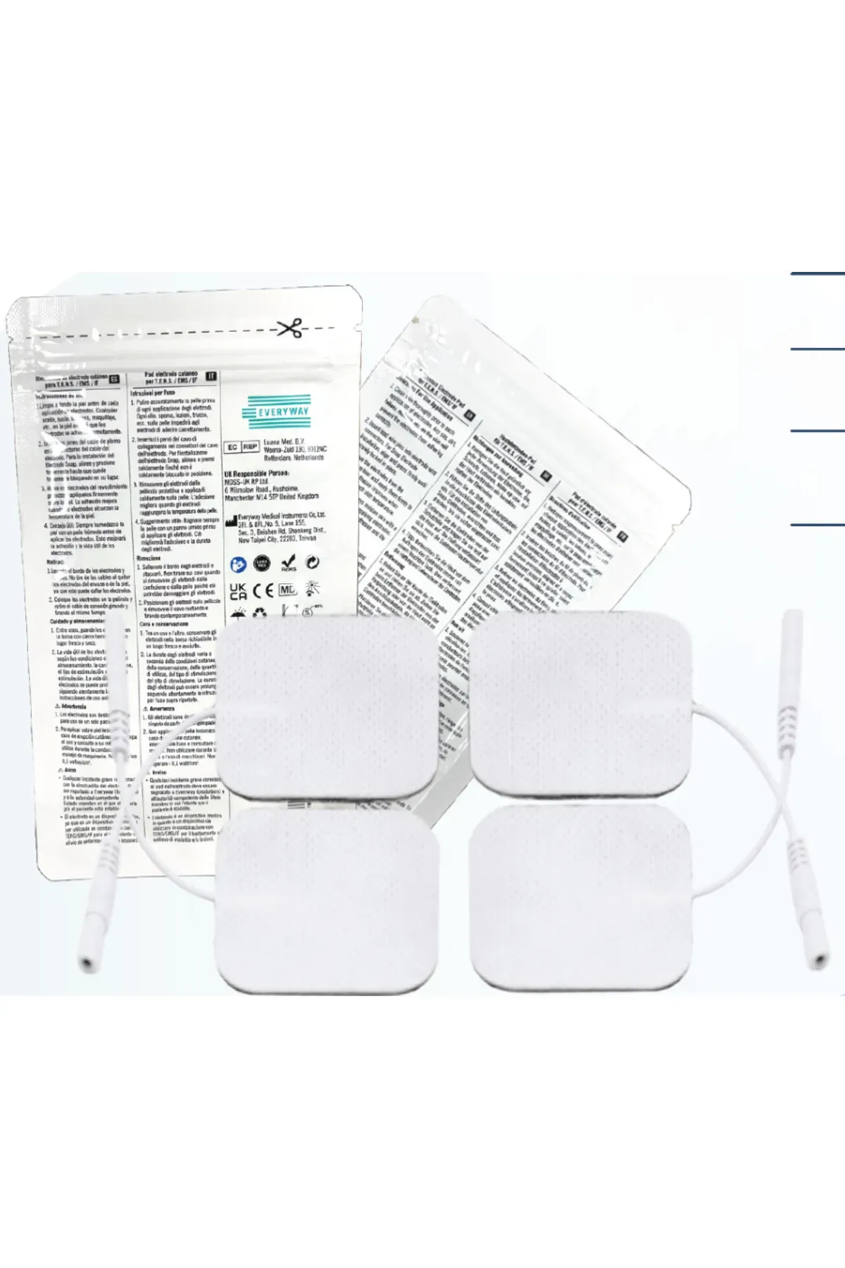 Everyway Tens Cihazı Kablolu Yedek Elektrot 5cmx5cm Tens Pedi 1 Paket(4 ADET)