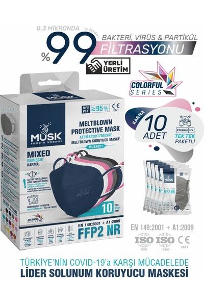 KORUYUCU MUSK FFP2 / N95 MASKE – KARMA (MIXED) RENK (20 ADET)