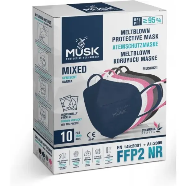 KORUYUCU MUSK FFP2 / N95 MASKE – KARMA (MIXED) RENK (20 ADET)