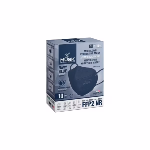 MUSK Maske N95 FFP2 Meltblown Koruyucu Maske 40 Adet (Lacivert)