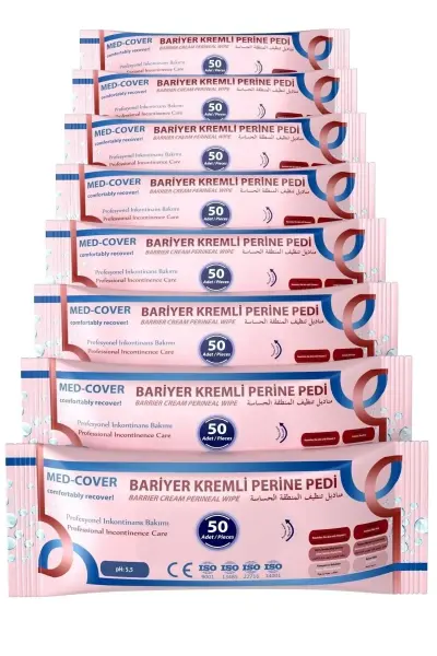Medcover Med-cover Bariyer Kremli Perine Vücut Mendili 50'li 8 Paket