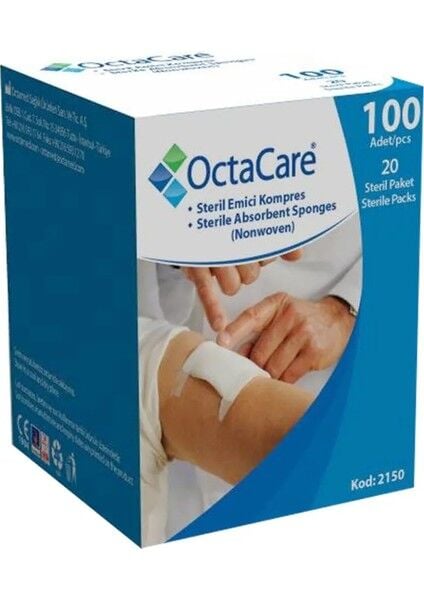Octacare Gaz Kompres - Steril - 7,5cmx7,5cm - 100 Lü Kutu