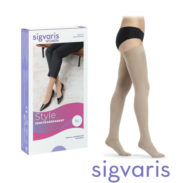 Sigvaris Semi-Transparent (Magic) Serisi Kasığa Kadar Silikonlu Varis Çorabı Yarı Transparan