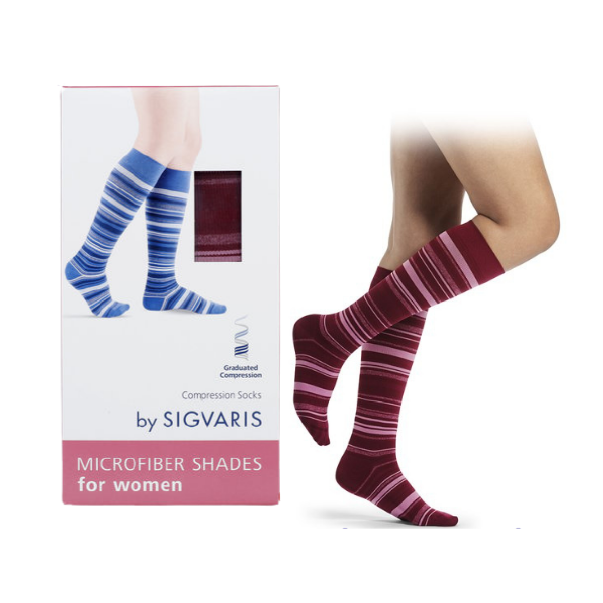 Microfiber Shades Mini Stripes Wine Desenli Kadın Dizaltı Varis Çorabı